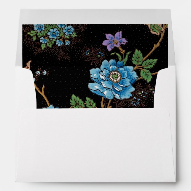 Colourful Roses & Oriental Poppies-Black Backgroun Envelope (Back (Bottom))