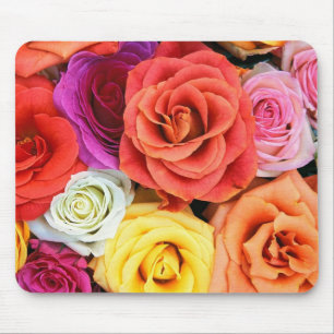 Colourful Roses Pattern Mouse Mat