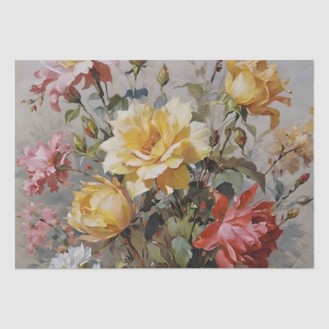 Colourful Roses Print Decoupage / Tissue Paper (Front)