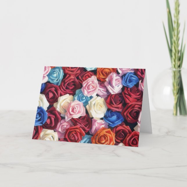 Colourful Roses Watercolor Art Note Card (Front)