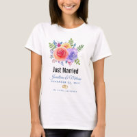 Colourful Roses Watercolor Floral Just Married