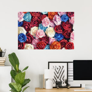 Colourful Roses Watercolor Style Art Print