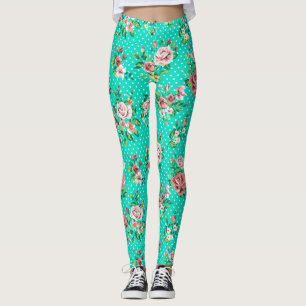 Colourful Roses White Polka Dots Leggings