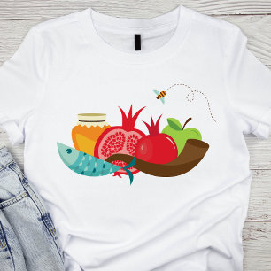 Colourful Rosh Hashanah Fruits and Bee T-Shirt