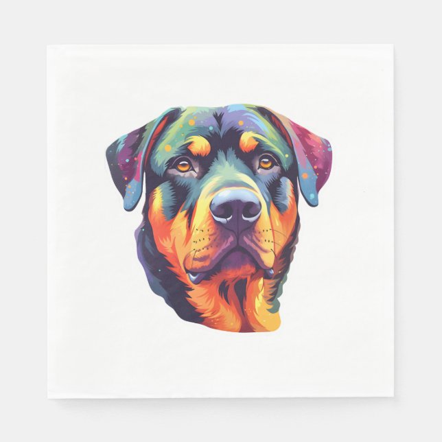Colourful Rottweiler Head  Napkin (Front)