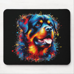 Colourful Rottweiler Paint Splatter Mouse Mat