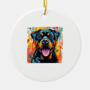 Colourful Rottweiler Pop Art � Vibrant Splash Styl Ceramic Tree Decoration