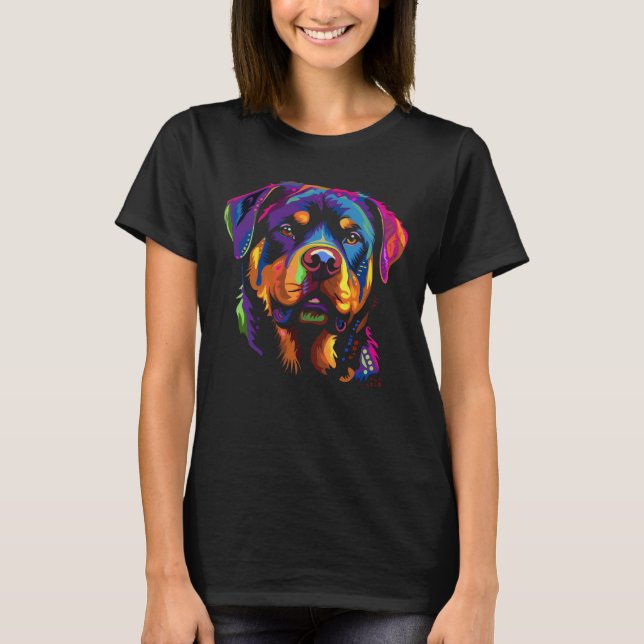 Colourful Rottweiler T-Shirt (Front)