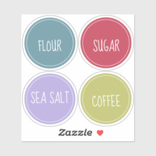 Colourful round pantry labels