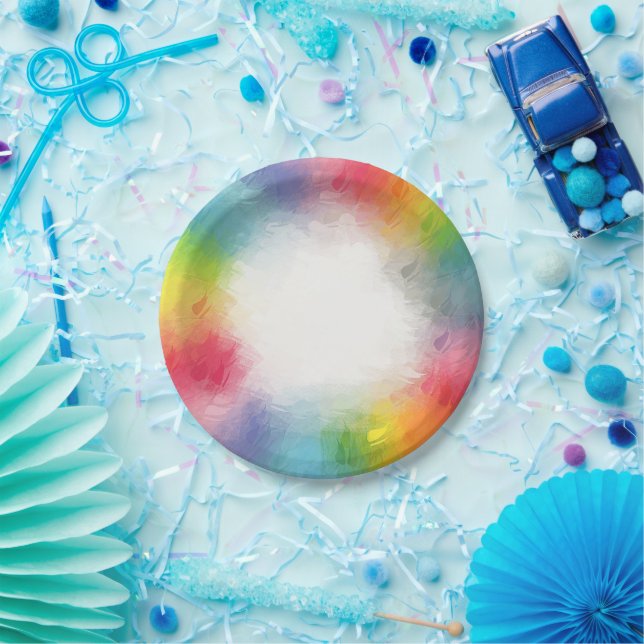 Colourful Round Paper Plates Modern Elegant (Party)