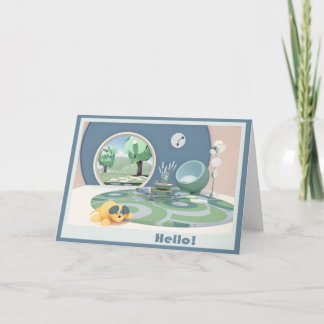 Colourful Round Room "Hello" card