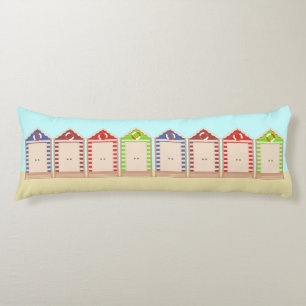 Colourful Row of Beach Huts Summer Body Cushion