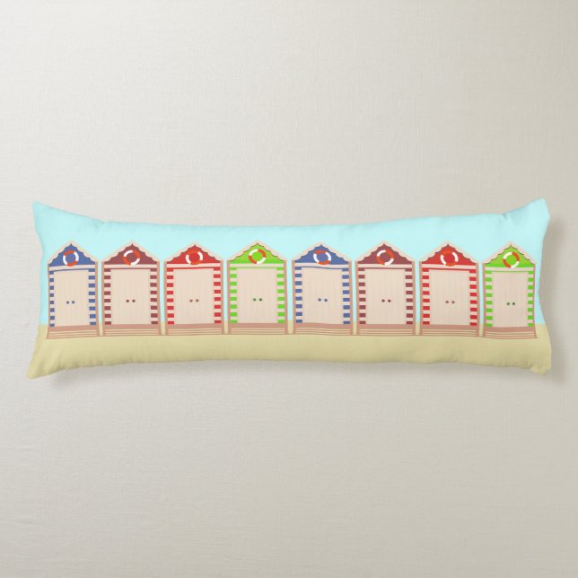 Colourful Row of Beach Huts Summer Body Cushion (Front)