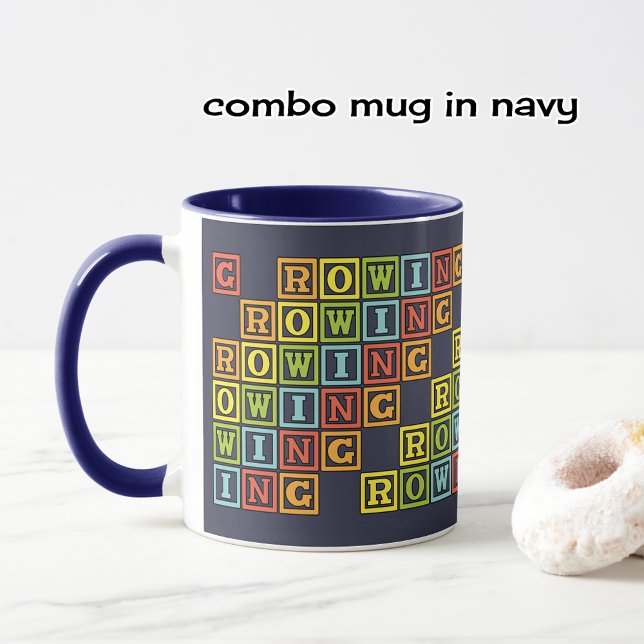 Colourful rowing letters navy mug (Creator Uploaded)