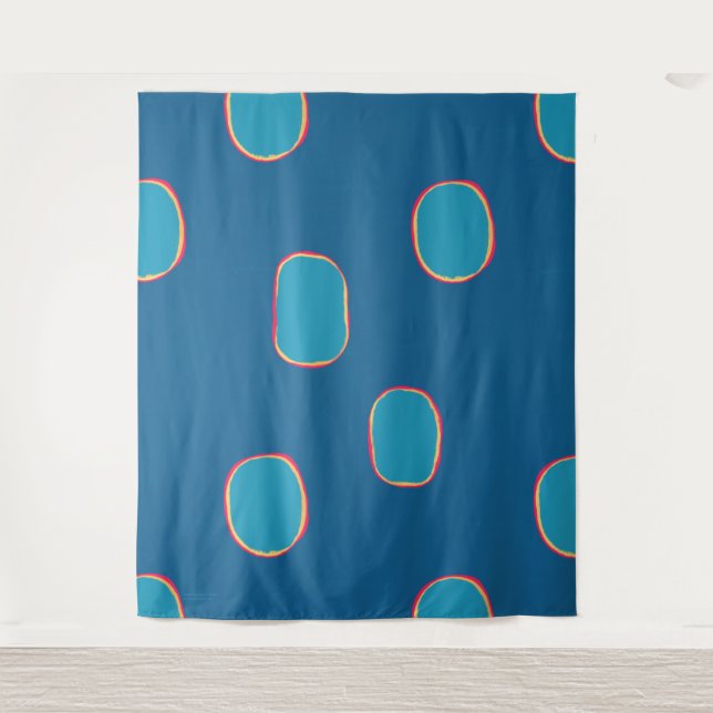 Colourful Royal Blue Jumbo Dots Event Backdrop Tapestry (Front)
