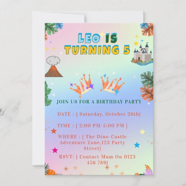 Colourful Royal King Birthday invitation (Front)