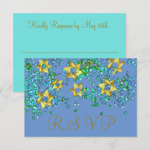 Colourful RSVP Gold Star Glittery Confetti Card