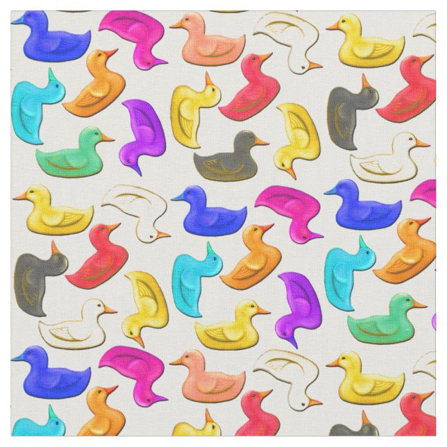 Colourful Rubber Ducks Fabric (Close Up)