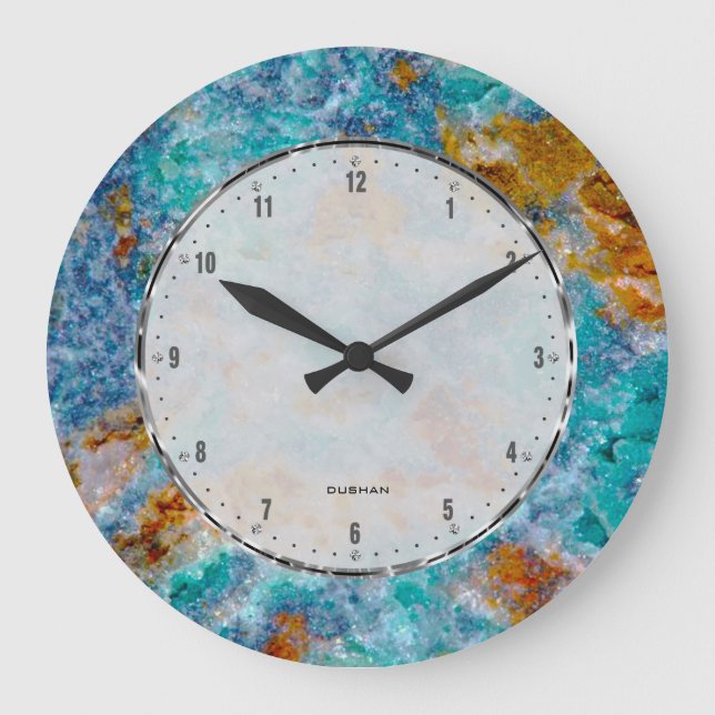 Colourful Ruff Marble Stone Pattern Large Clock (Front)