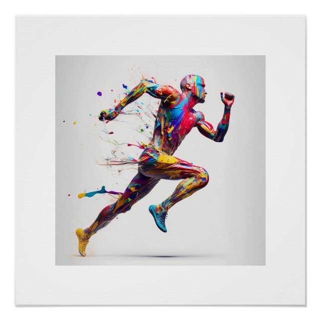 Colourful Running Art  Poster (Front)