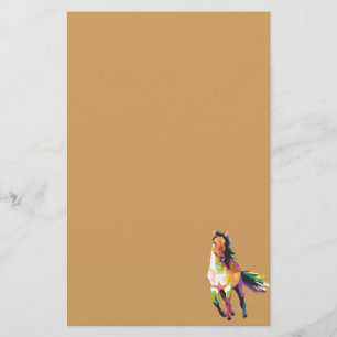Colourful Running Horse Stallion Equestrian Stationery