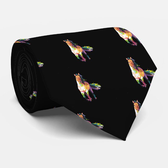 Colourful Running Horse Stallion Equestrian Tie (Rolled)