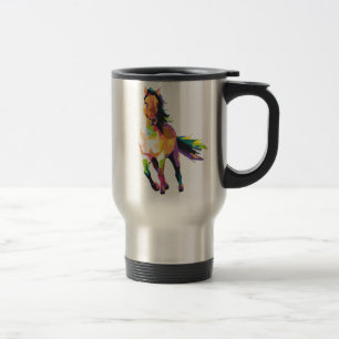 Colourful Running Horse Stallion Equestrian Travel Mug