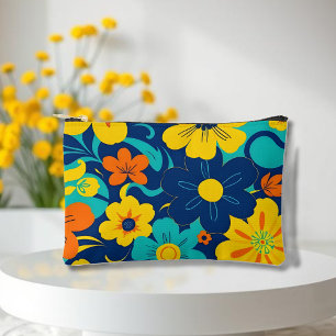 Colourful Rush Blooms-Dopamine Style-Retro Flowers Accessory Pouch