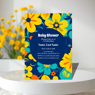 Colourful Rush Blooms-Dopamine Style-Retro Flowers Invitation