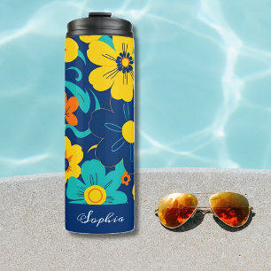 Colourful Rush Blooms-Dopamine Style-Retro Flowers Thermal Tumbler