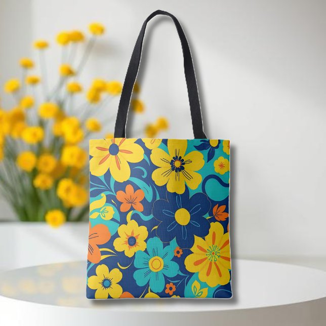 Colourful Rush Blooms-Dopamine Style-Retro Flowers Tote Bag (Colorful Rush Blooms-Dopamine Style-Tote Bag)