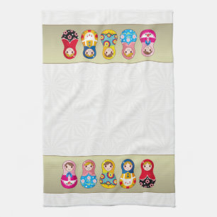 Colourful Russian Matrioshka (Matreshka) doll Tea Towel