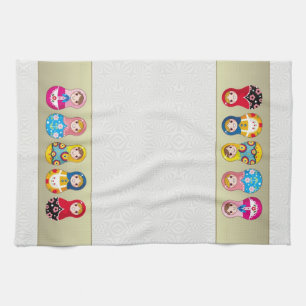 Colourful Russian Matrioshka (Matreshka) doll Tea Towel