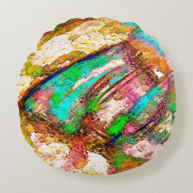 Colourful - Rustic and rough like roughcast Round Cushion (Front)