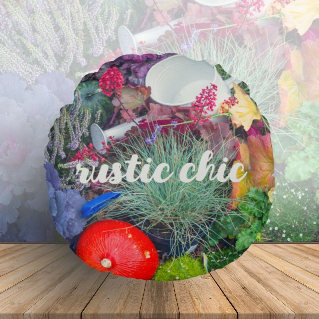 Colourful rustic autumn garden round cushion (Creator Uploaded)