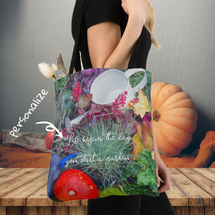 Colourful rustic autumn garden tote bag
