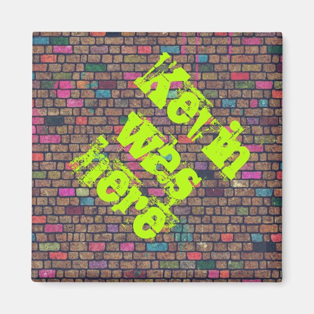Colourful Rustic Brick Wall Texture Magnet (Front)