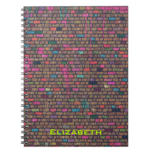 Colourful Rustic Brick Wall Texture Personalised Notebook