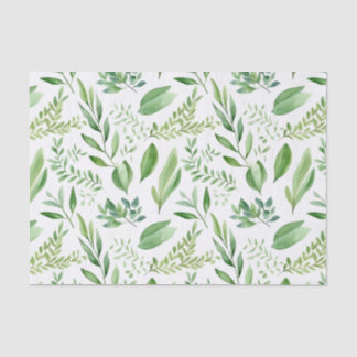 Colourful Rustic Eucalyptus Watercolor Leaves Tissue Paper