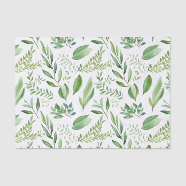   Colourful Rustic Eucalyptus Watercolor Leaves  Tissue Paper (Front)