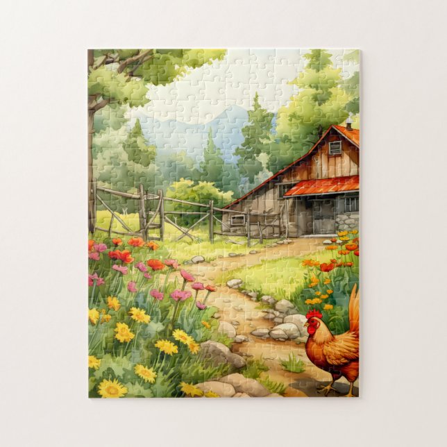 Colourful Rustic Farmhouse Puzzle (Vertical)