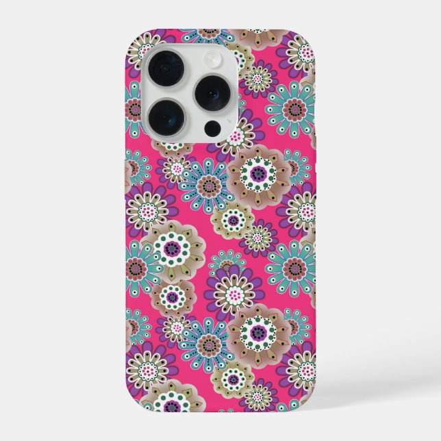 Colourful rustic floral pattern retro  iPhone case (Back)