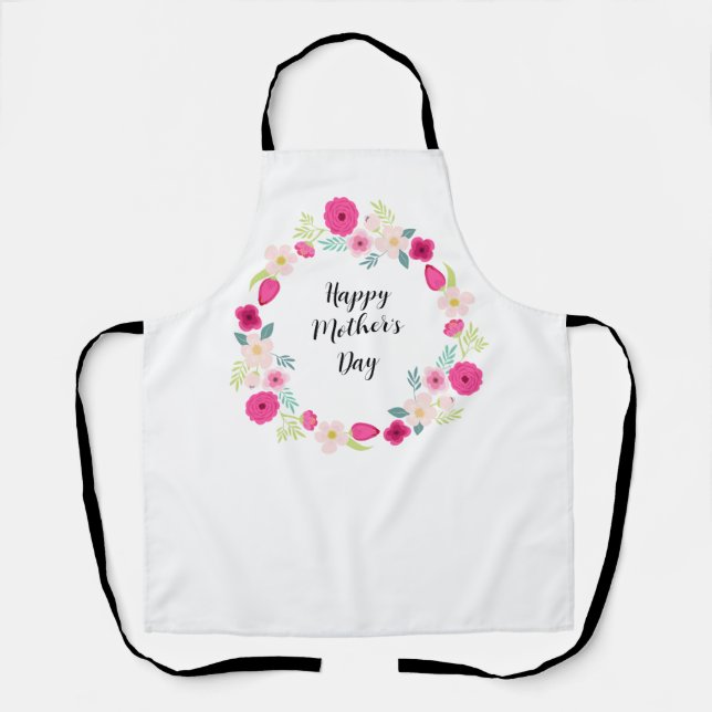 Colourful Rustic Floral Wreath Apron (Front)