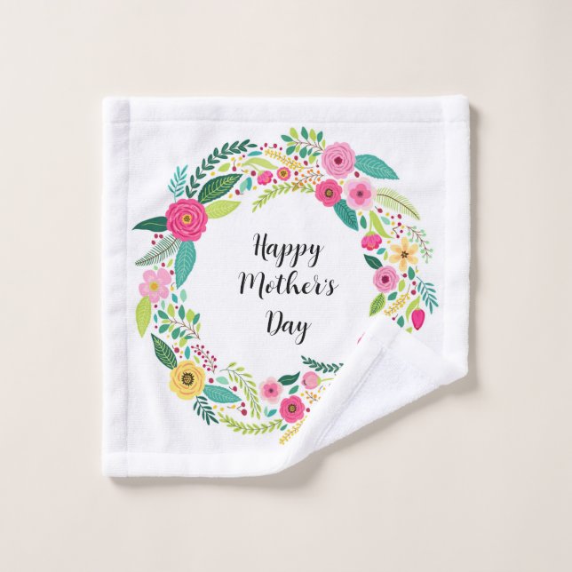 Colourful Rustic Floral Wreath Wash Cloth (Wash Cloth)