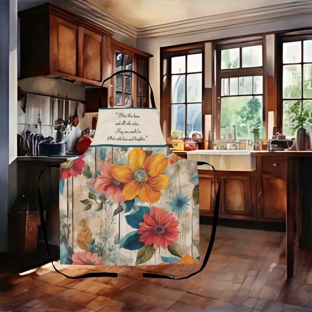 Colourful Rustic Flowers Apron (Creator Uploaded)