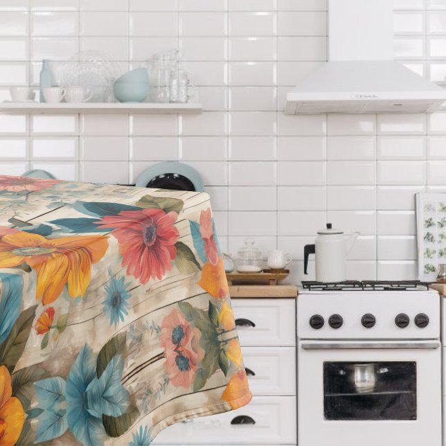 Colourful Rustic Flowers Tablecloth (Creator Uploaded)