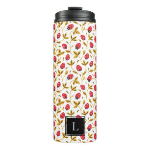 Colourful Rustic Folk Art Berry Pattern Monogram Thermal Tumbler