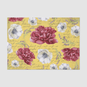 Colourful rustic grunge yellow artwork burgundy tissue paper
