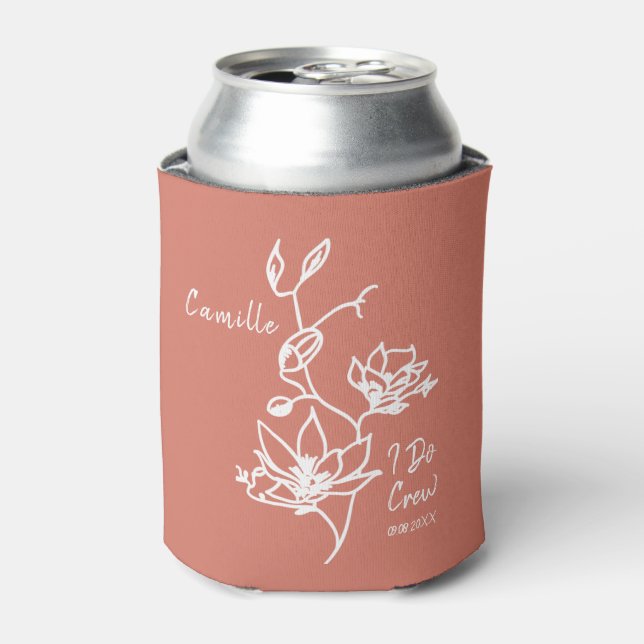 Colourful Rustic I Do Crew Bridesmaid Bridal Party Can Cooler (Can Front)