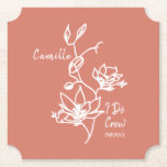 Colourful Rustic I Do Crew Bridesmaid Bridal Party Paper Coaster<br><div class="desc">Botanical floral against rustic burnt orange makes a standout bridesmaid gift for your bridal party.  Easily customise with name and event date of choice.  Gift keepsake for the bachelorette party,  bridal party,  maid of honour,  and more.</div>